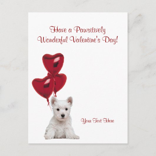 Westie Pawsitief Wonderlijke Valentijnsdag Wensen Feestdagenkaart (Voorkant)
