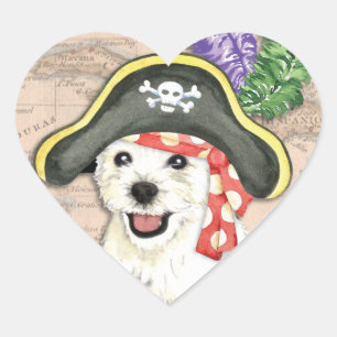 Westie Pirate Hart Sticker