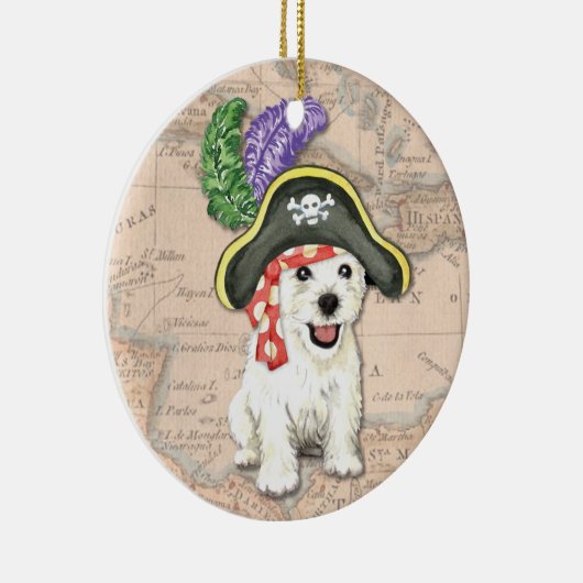 Westie Pirate Keramisch Ornament (Rechts)