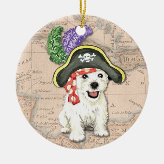 Westie Pirate Keramisch Ornament (Voorkant)
