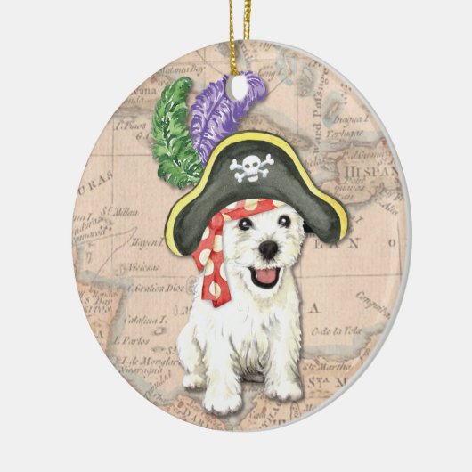 Westie Pirate Keramisch Ornament (Links)