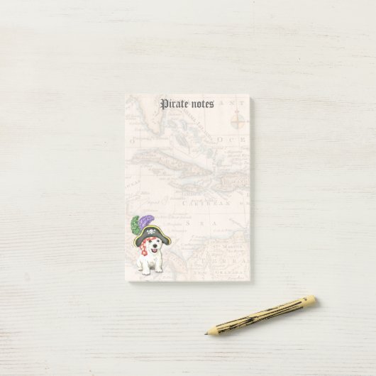 Westie Pirate Post-it® Notes (Op bureau)