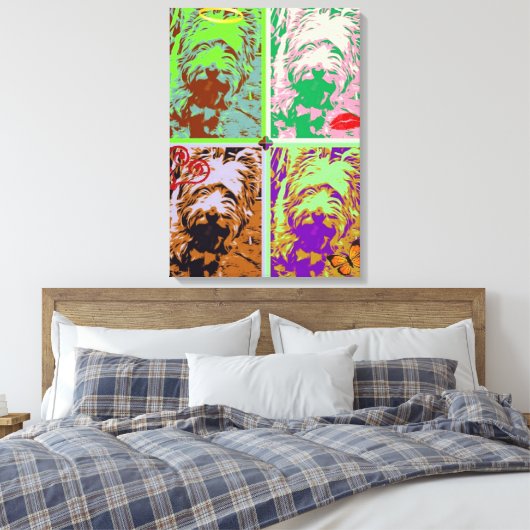 Westie Pop Kunst op Uitgerekt Canvas Afdruk (Insitu (Slaapkamer))
