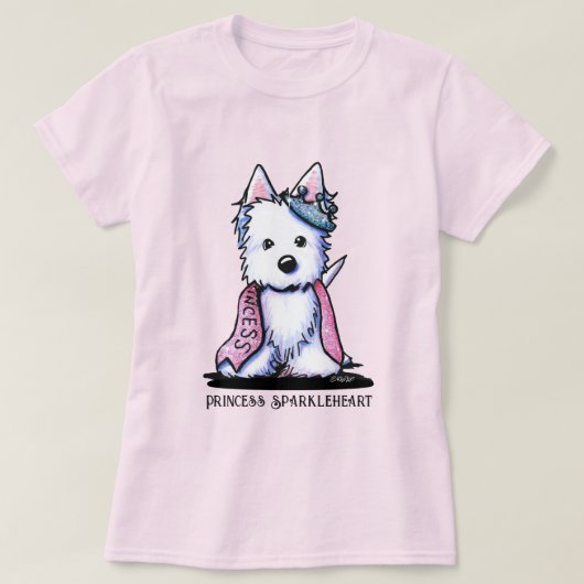 Westie Princess Sparkleheart T-shirt (Design voorkant)