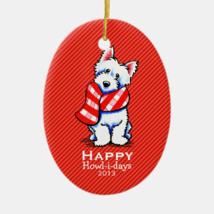 Westie Pset Scarf kerstband Aangepast Keramisch Ornament