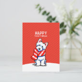 Westie Pset Scarf Kerstmis Happy Howl-i-days Feestdagenkaart (Staand voorkant)