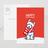 Westie Pset Scarf Kerstmis Happy Howl-i-days Feestdagenkaart (Voorkant / Achterkant)