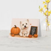Westie Pumpkin Spice Kaart (Gele Bloem)