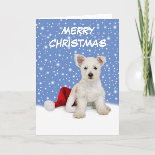 Westie Pup-kerstKaart Feestdagen Kaart (Voorkant)