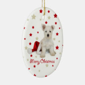 Westie Pup Oval kerstboomversiering Keramisch Ornament (Rechts)