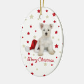 Westie Pup Oval kerstboomversiering Keramisch Ornament (Links)