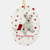 Westie Pup Oval kerstboomversiering Keramisch Ornament (Achterkant)