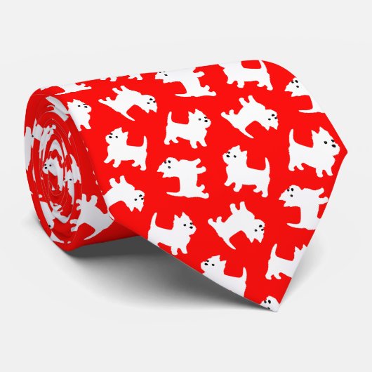 Westie Puppies Kerstmis West Highland Terrier Stropdas (Opgerold)