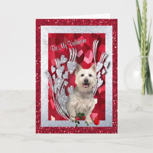 Westie Puppy Be My Valentine Greeting Third Versio Feestdagen Kaart (Voorkant)