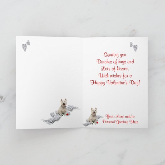 Westie Puppy Be My Valentine Greeting Third Versio Feestdagen Kaart (Binnen)
