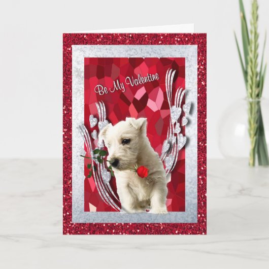 Westie Puppy Be My Valentine Greeting Version 2 Feestdagen Kaart (Voorkant)