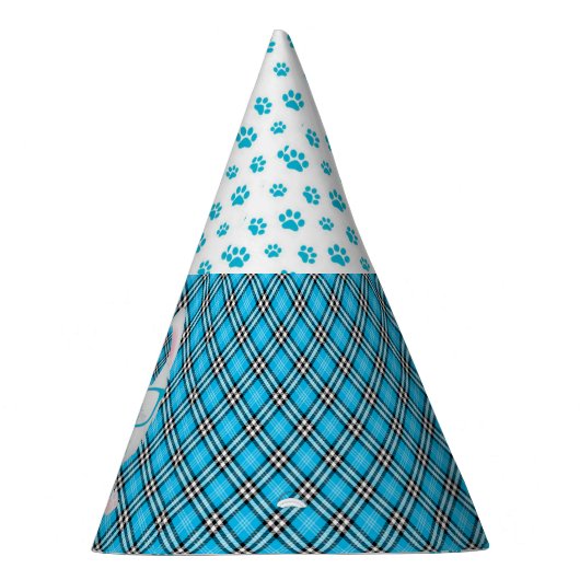 Westie Puppy Dogs Blue Aqua Birthday Party Petten Feesthoedjes (Rechts)
