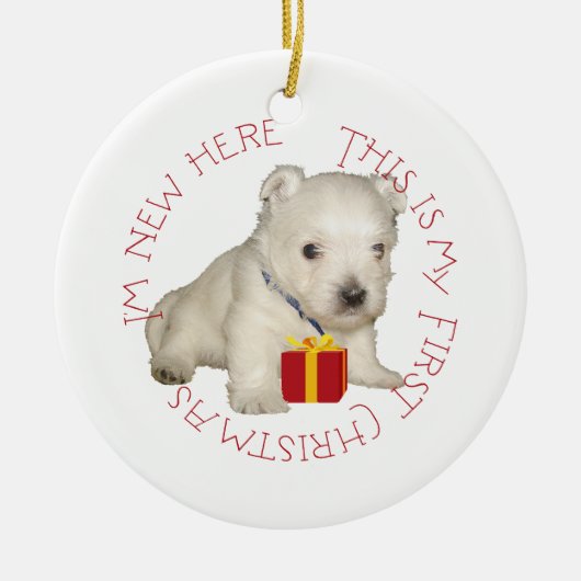 Westie Puppy Eerste Kerstmis Keramisch Ornament (Voorkant)