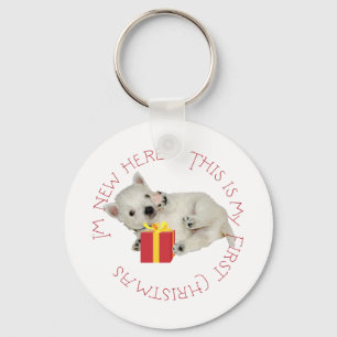 Westie Puppy Eerste Kerstmis Sleutelhanger