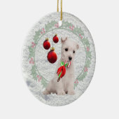 Westie Puppy Hugs & Kisses & Warm-kerstgewas Keramisch Ornament (Rechts)