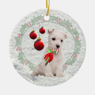 Westie Puppy Hugs & Kisses & Warm-kerstgewas Keramisch Ornament