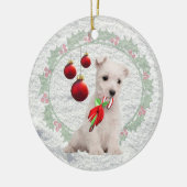 Westie Puppy Hugs & Kisses & Warm-kerstgewas Keramisch Ornament (Links)
