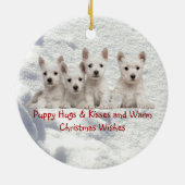 Westie Puppy Hugs & Kisses & Warm-kerstgewas Keramisch Ornament (Achterkant)