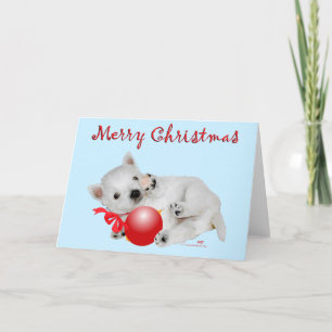 Westie Puppy Kerst Speeltijd Feestdagen Kaart