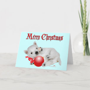 Westie Puppy Kerst Speeltijd Feestdagen Kaart