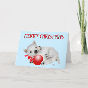 Westie Puppy Kerst Speeltijd Feestdagen Kaart