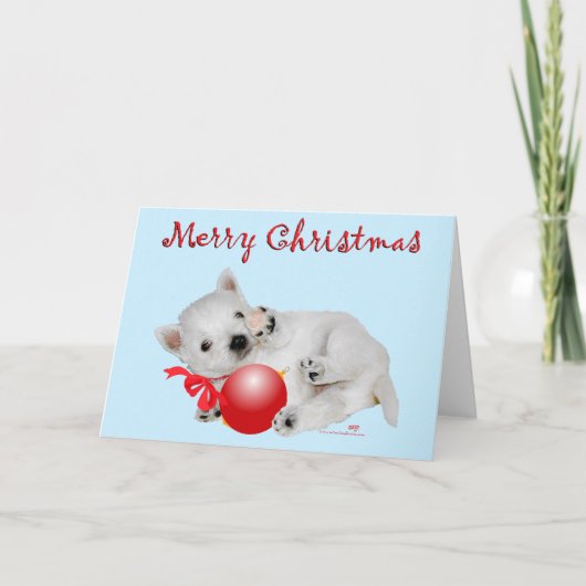 Westie Puppy Kerstmis Feestdagen Kaart (Voorkant)