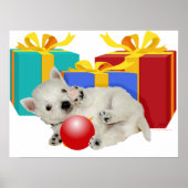 Westie Puppy Kerstmis Poster (Voorkant)