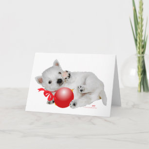 Westie Puppy Kerstspelletje Feestdagen Kaart