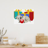 Westie Puppy Kerstspelletje Poster (Keuken)