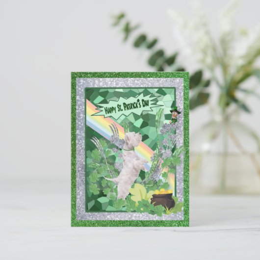 Westie Puppy Nummer twee Happy St Patricks Day Briefkaart (Staand voorkant)
