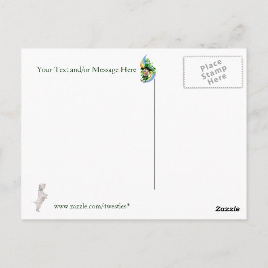 Westie Puppy Nummer twee Happy St Patricks Day Briefkaart (Achterkant)