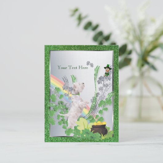Westie Puppy nummer twee St. Pattys past het aan Briefkaart (Staand voorkant)