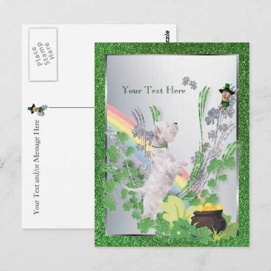 Westie Puppy nummer twee St. Pattys past het aan Briefkaart (Voorkant / Achterkant)