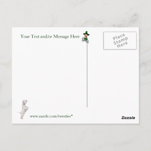Westie Puppy nummer twee St. Pattys past het aan Briefkaart (Achterkant)