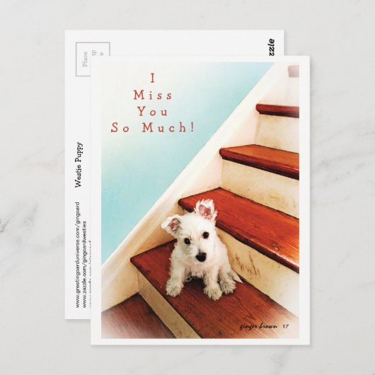 Westie Puppy op stap die je mist! #2 Briefkaart (Voorkant / Achterkant)