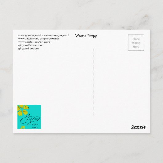 Westie Puppy op stap die je mist! #2 Briefkaart (Achterkant)