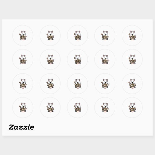 Westie Ramen Noodles Ronde Sticker (Vel)