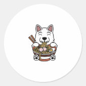 Westie Ramen Noodles Ronde Sticker (Voorkant)