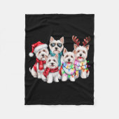 Westie Reindeer Christmas Lights Dog Lover Xmas Pa Fleece Deken (Voorkant)