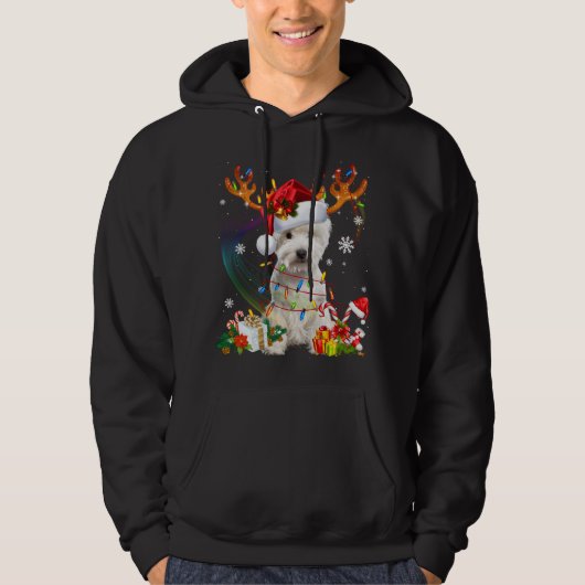 Westie Reindeer Family Matching Kerstpyjama Hoodie (Voorkant)
