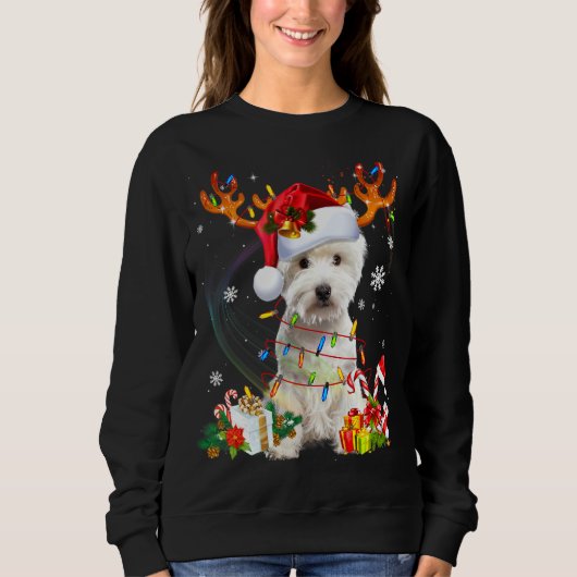 Westie Reindeer Family Matching Kerstpyjama Trui (Voorkant)