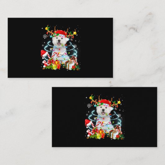 Westie Reindekermis Lampjes Pajama Dog X Visitekaartje (Voorkant / Achterkant)