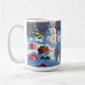 Westie rent in de sneeuw met kerst Pet Koffiemok (Links)