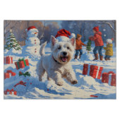 Westie rent in de sneeuw met kerst Pet Snijplank (Voorkant)