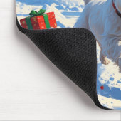 Westie rent in de sneeuw met kerstmuts muismat (Hoek)